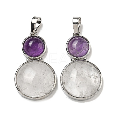 Natural Quartz Crystal & Natural Amethyst Pendants G-G147-06P-02-1