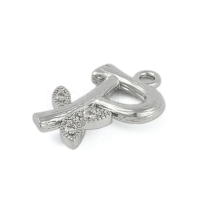 Brass Crystal Rhinestone Letter Links Connector Charms KK-S395-06P-P-1