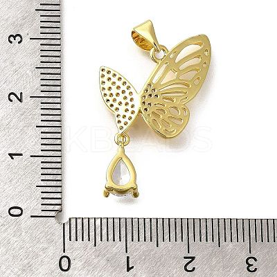 Brass Micro Pave Clear Cubic Zirconia Pendants KK-M297-01G-1