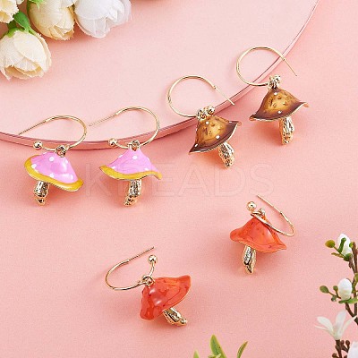 Enamel Mushroom Dangle Stud Earrings JE987E-1