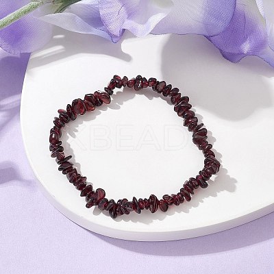 Natural Garnet Chips Beaded Stretch Bracelets for Women BJEW-JB10046-09-1
