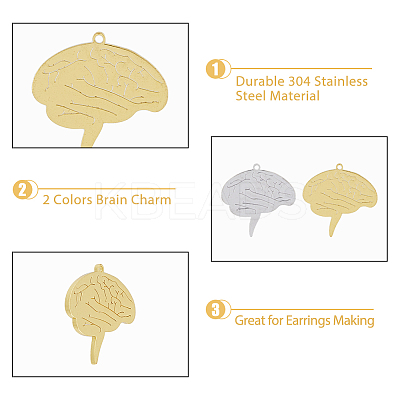20Pcs 2 Colors 304 Stainless Steel Pendants STAS-DC0014-03-1