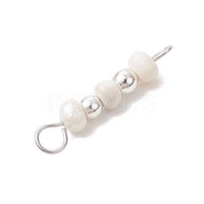 Natural Cultured Freshwater Pearl Potato with Round Electroplate Synthetic Non-magnetic Hematite Beaded Connector Charms PALLOY-JF04854-01-1