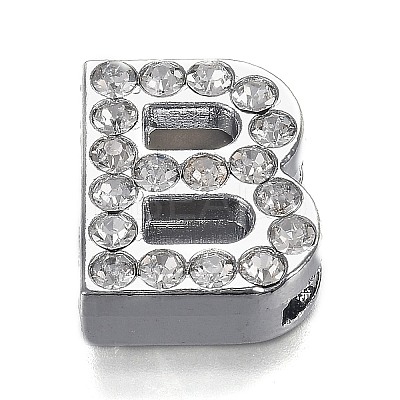 Alloy Letter Slide Charms RB-F034-01B-P-RS-1
