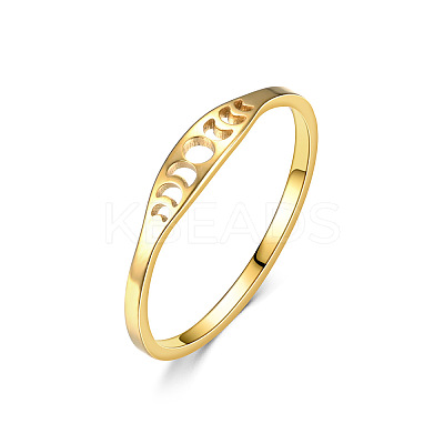 Hollow Moon Phase 304 Stainless Steel Finger Rings FS-WG454BE-06-1