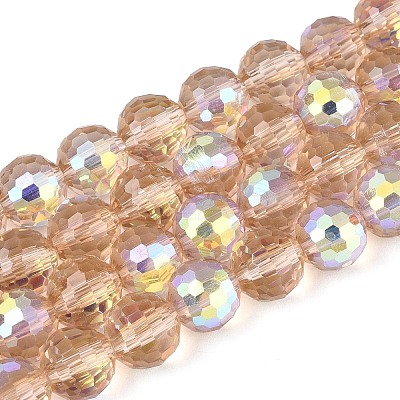 Electroplate Transparent Glass Beads Strands EGLA-N024-01A-C05-1