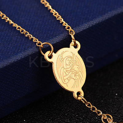 201 Stainless Steel Rosary Bead Necklaces LS-NJEW-L427-22G-1
