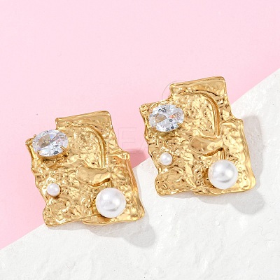 304 Stainless Steel Cubic Zirconia Stud Earrings EJEW-Z110-03G-01-1