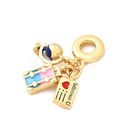 Brass Micro Pave Clear Cubic Zirconia European Dangle Charms KK-F904-03A-G-1