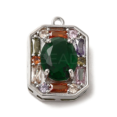 Brass Micro Pave Cubic Zirconia Pendants ZIRC-P114-12P-1