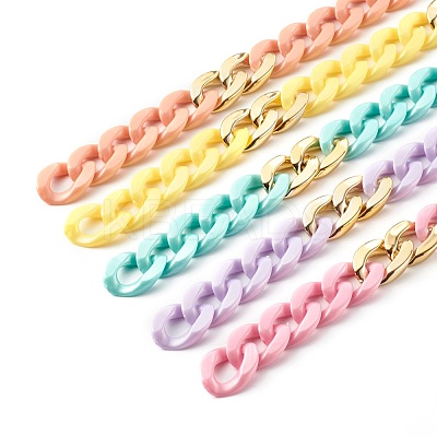 Handmade Opaque Acrylic Curb Chains AJEW-JB00963-1