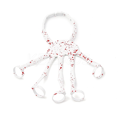 Halloween Spray Printed Alloy Finger Ring Stretch Bracelets LS-BJEW-P367-02-1
