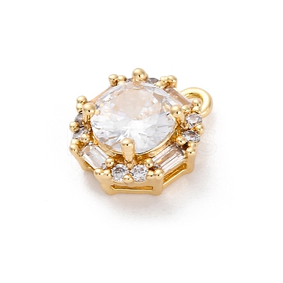 Brass Micro Pave Clear Cubic Zirconia Pendants KK-Z084-09G-03-1