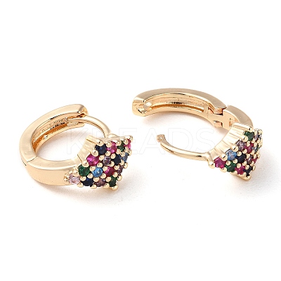 Rack Plating Brass Micro Pave Colorful Cubic Zirconia Hoop Earrings for Women LS-EJEW-P238-01KCG-1