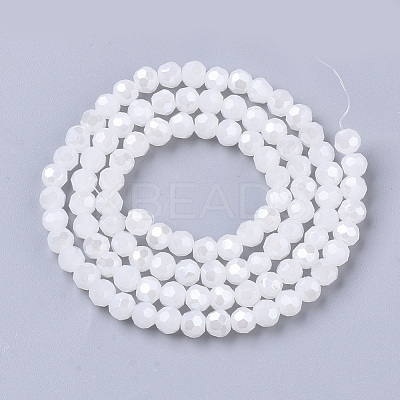 Faceted(32 Facets) Electroplate Glass Beads Strands X-EGLA-R018-4mm-7-1