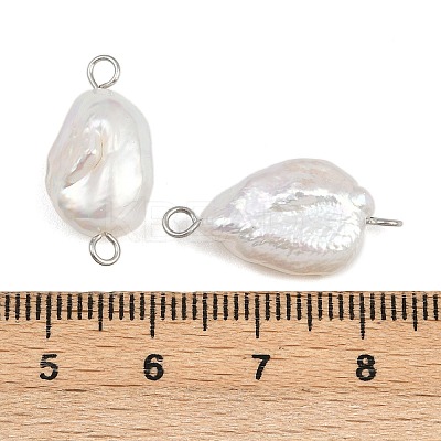 Natural Freshwater Pearl Keshi Pearl Nuggets Connector Charms STAS-D378-16P-1