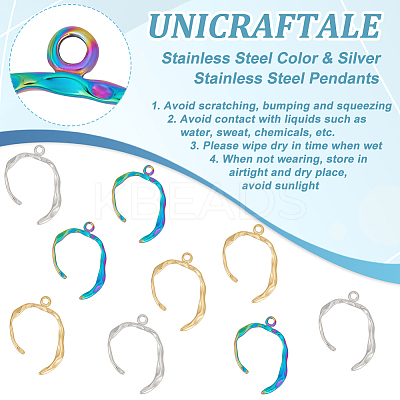 12Pcs 3 Colors 304 Stainless Steel Pendants STAS-UN0046-31-1