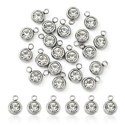 20Pcs 201 Stainless Steel Rhinestone Charms STAS-YW0002-02A-1