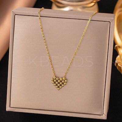 304 Stainless Steel Cluster Heart Pendant Necklaces for Women Men LS-NJEW-Q028-11G-1