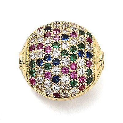 Brass Micro Pave Cubic Zirconia Beads KK-L229-023G-01-1