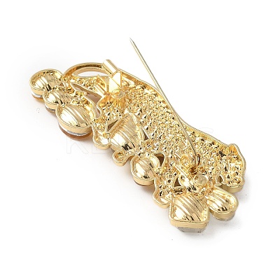 Cheetah Zinc Alloy Rhinestones Brooches JEWB-R055-02G-03-1