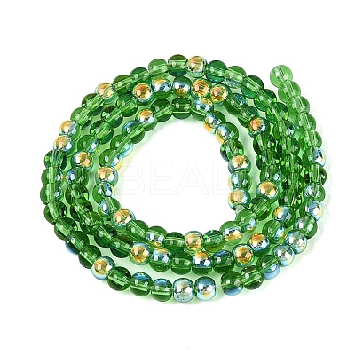Electroplate Transparent Glass Beads Strands EGLA-Q132-4MM-A06-1