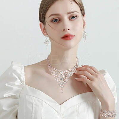 Crystal Rhinestone Wedding Jewelry Set SJEW-GO0001-02-1