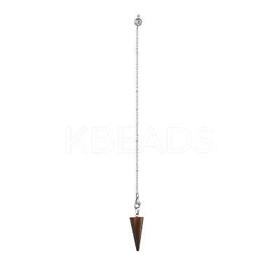Natural Tiger Eye Cone Pendant Dowsing Pendulums HJEW-JM03967-1