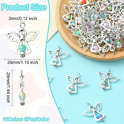 60Pcs 10 Colors Acrylic Pendants PALLOY-CJ00098-1