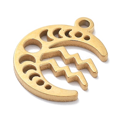 Real 18K Gold Plated 304 Stainless Steel Pendants STAS-R003-02G-03-1
