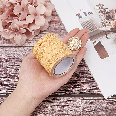 Non-woven Fabrics Imitation Wood Grain Adhesive Tape DIY-GF0005-15C-1