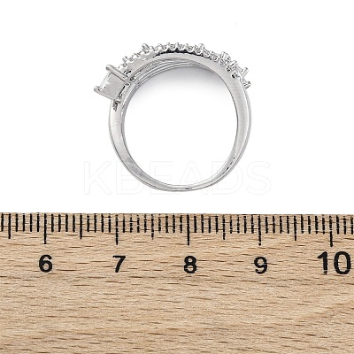 Brass Micro Pave Clear Cubic Zirconia Finger Rings RJEW-S398-01P-1