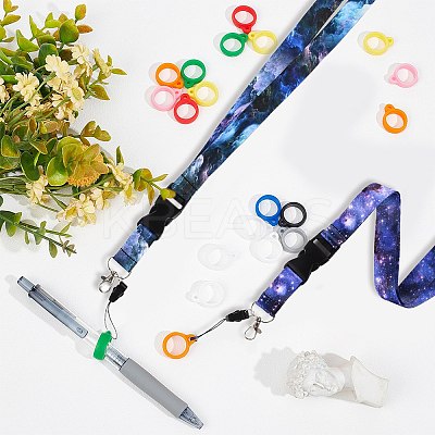 2Pcs 2 Colors Anti-Lost Neck Silicone Ring Neck Lanyards AJEW-GF0006-75-1