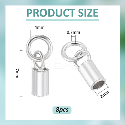 8Pcs Rhodium Plated Sterling Silver Cord Ends FIND-BC0014-09B-1