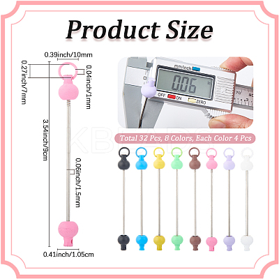 32Pcs 8 Colors Plastic Beadable Keychain Bar for Jewelry Making DIY Crafts AJEW-CP0006-90-1