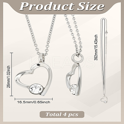 4Pcs Brass Micro Pave Cubic Zirconia Pendant Necklace for Women ZIRC-LP0001-15-1