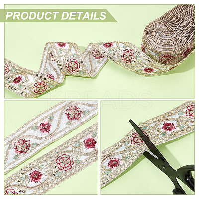 Polyester Flower Embroidery Lace Trim OCOR-WH0090-93-1