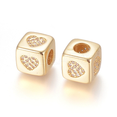 Brass Micro Pave Cubic Zirconia European Beads ZIRC-G162-14G-03-1