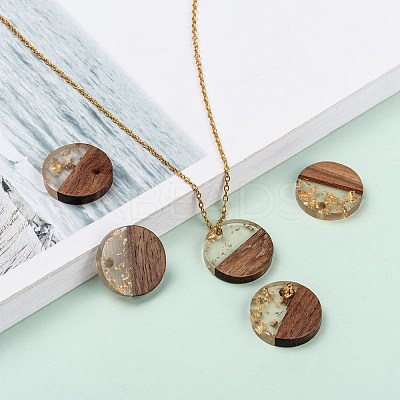 Transparent Resin & Walnut Wood Pendants LS-X-RESI-S358-02C-B02-1