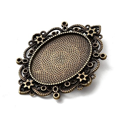 Tibetan Style Alloy Rhinestone & Oval Tray Cabochon Settings TIBEP-5436-AB-LF-1