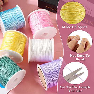 6 Rolls 6 Colors Nylon Chinese Knot Cord NWIR-TA0001-06-1