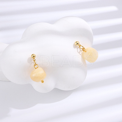 Natural Howlite 304 Stainless Steel Dangle Stud Earrings EJEW-H017-02G-02-1