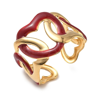 304 Stainless Steel Enamel Cuff Bangles for Women BJEW-F518-03A-G-1