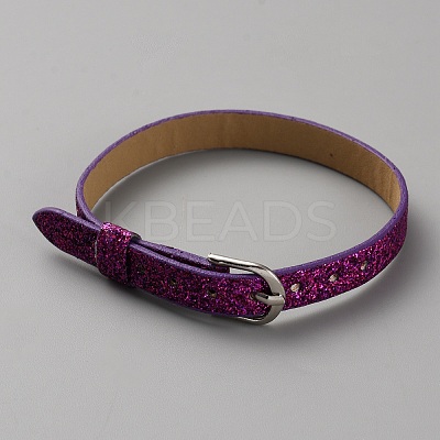 Blank PU Leather Cord Bracelet with Alloy Clasps AJEW-TAC0041-01B-13-1