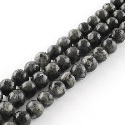 Natural Larvikite Round Beads Strands X-G-R342-6mm-09-1