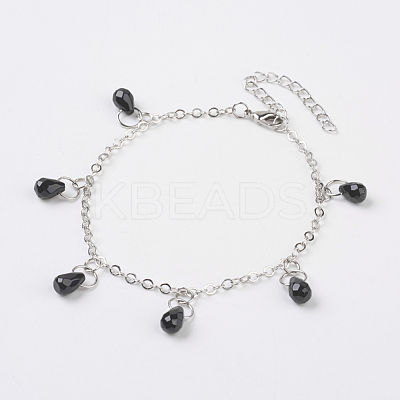 Faceted Natural Gemstone Anklets AJEW-AN00222-1