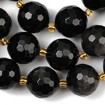Natural Silver Sheen Obsidian Beads Strands G-C249-A01-16mm-1
