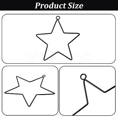 5 Styles Iron Star Ring for DIY Woven Net/Web with Feather IFIN-GF0001-67B-1