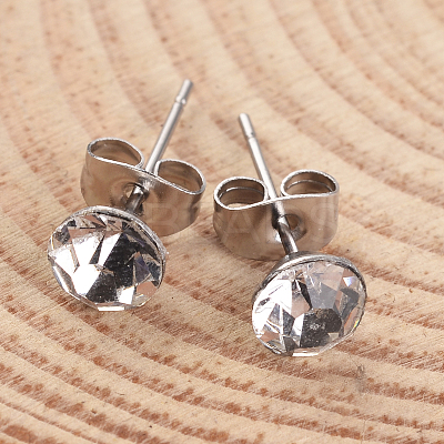 304 Stainless Steel Grade A Rhinestone Ear Studs EJEW-JE02024-1