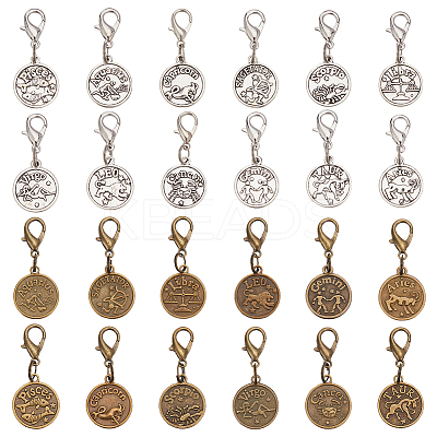 48Pcs 24 Styles Alloy Pendant Decorations HJEW-FH00013-1